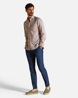 Pantalone chino in popeline di cotone leggero blu slim fit