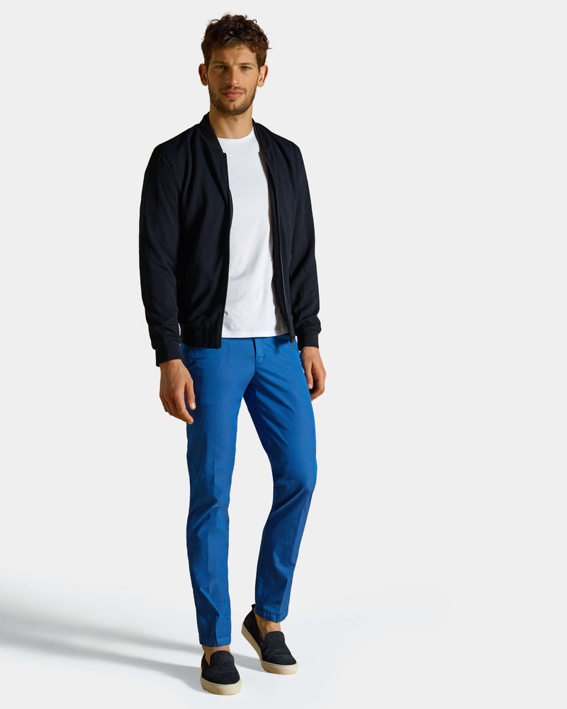 Pantalone chino in popeline di cotone leggero bluette slim fit