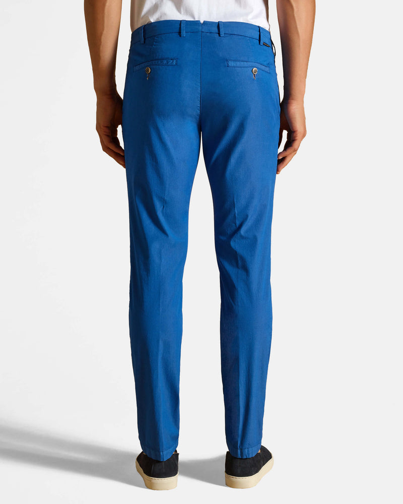 Pantalone chino in popeline di cotone leggero bluette slim fit