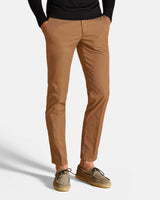 Pantalone chino in popeline di cotone leggero marrone fango slim fit