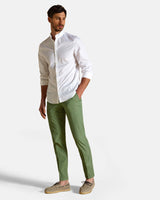 Pantalone chino in popeline di cotone leggero verde slim fit