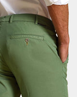 Pantalone chino in popeline di cotone leggero verde slim fit