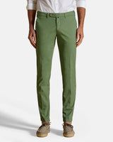 Pantalone chino in popeline di cotone leggero verde slim fit