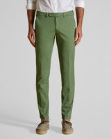 Pantalone chino in popeline di cotone leggero verde slim fit