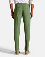 Pantalone chino in popeline di cotone leggero verde slim fit