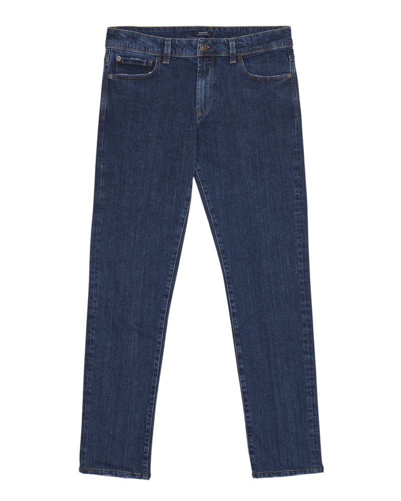 Pantalone cinquetasche jeans in denim di cotone medio stone washed slim fit