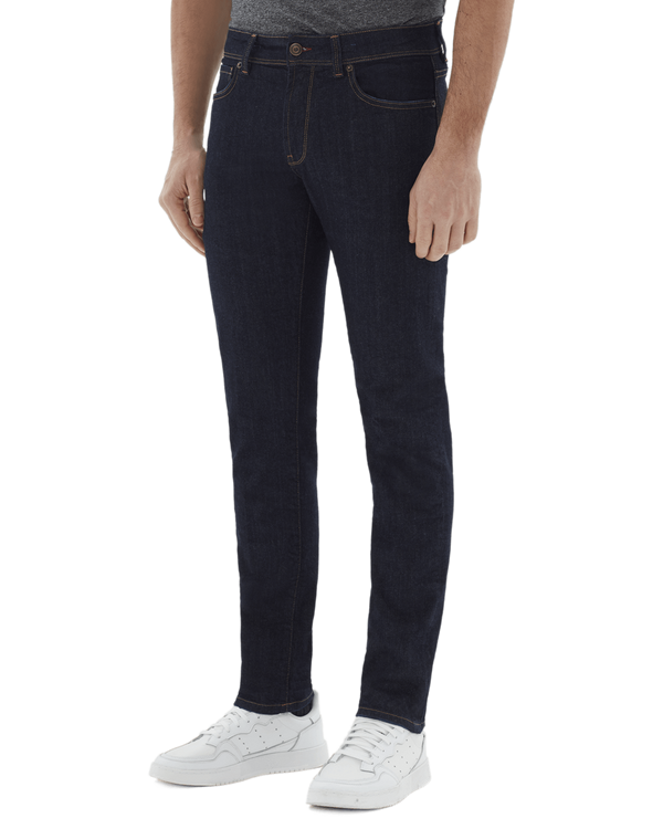 Pantalone cinquetasche jeans in denim di cotone medio blu indaco slim fit