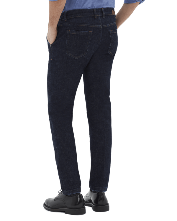 Pantalone cinquetasche con tasca americana jeans in denim di cotone medio blu indaco regular fit