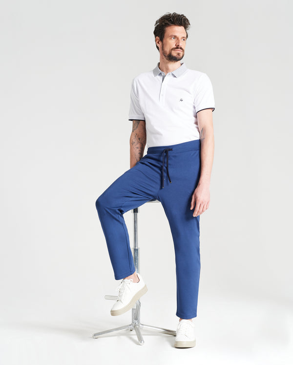 Pantalone tuta con elastico e coulisse in Jersey medio blu regular fit