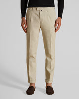 Pantalone chino con pince e risvolto in lino e cotone medio beige bianco crema regular fit